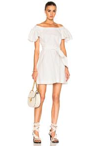 Isa Arfen Frou Frou Sleeves Short Dress In White