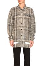Off-white Linen Check Shirt In Black,checkered & Plaid
