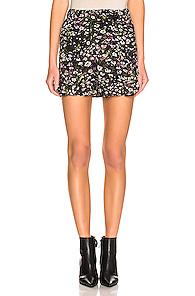 Ganni Printed Georgette Shorts In Black,floral