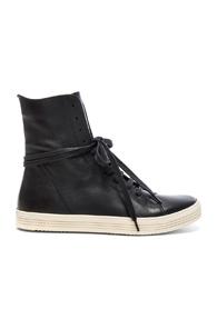 Rick Owens Leather Mastodon Sneaks In Black