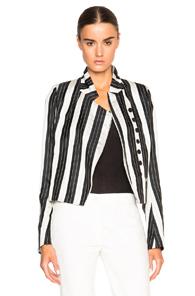 Ann Demeulemeester Jacket With Detachable Lining In Black,white,stripes