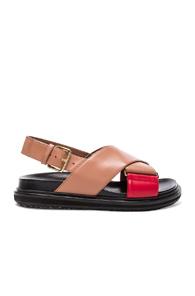 Marni Leather Fussbett Sandals In Neutrals