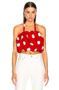 Msgm Macro Polka Dot Printed Top In Red