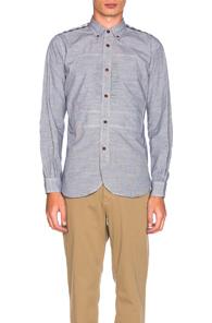 Junya Watanabe Houndstooth Shirt In Blue,checkered & Plaid