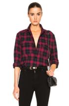 Saint Laurent Plaid Tartan Oversize Shirt In Red,checkered & Plaid