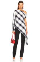 Monse Plaid One Sleeve Georgette Blouse In Black,white,checkered & Plaid