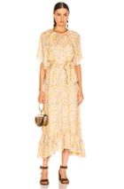 The Great Flutter Sleeve Dress With Belt In Floral,yellow