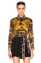 Valentino Jaguar Print Blouse In Purple,yellow,abstract