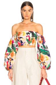 Cushnie Et Ochs Carlita Top In White,floral,green