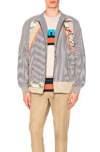 Kolor Full Zip Jacket In Blue,floral,stripes,white