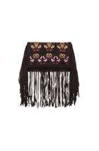 Isabel Marant Shiloh Embroidered Fringe Clutch In Black,abstract