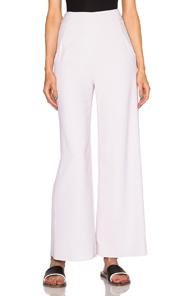 Sally Lapointe Viscose Stretch Wide Leg Trousers In Purple
