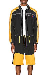 Pyer Moss Signature Coaches Jacket In Black,yellow