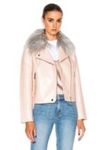 Shrimps Taffy Biker Jacket With Faux Fur Trim In Pink