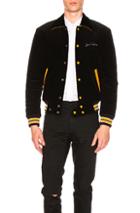 Saint Laurent Je T'aime Velvet Bomber Jacket In Black