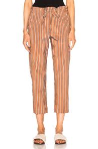 Raquel Allegra Tie Front Pants In Brown,metallics,stripes
