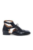 Maison Margiela Cut Out Leather & Python Oxfords In Black,animal Print