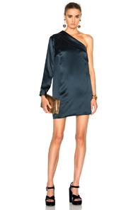 Michelle Mason Asymmetric Shift Dress In Blue,gray