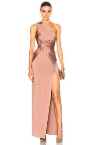 Cushnie Et Ochs Gloss Jersey Gown In Brown,neutrals