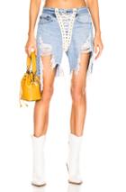 R13 Refurbished Front Lace Up Short In Denim Light