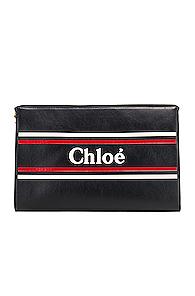Chloe Logo & Stripe Pouch In Blue
