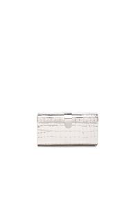 Edie Parker Rebekah Croc Clutch In Metallics,animal Print