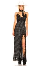 Redemption Pois Long Lace Slit Dress In Black,polka Dots