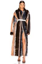 Y Project Faux Fur Coat In Brown,blue,stripes,pink