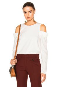Tibi Off Shoulder Halter Top In White