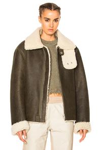 Yeezy Season 3 2 Tone Lamb Shearling Coat In Green