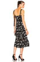 Prabal Gurung Floral Print Jacquard Tiered Ruffle Dress In Black,floral