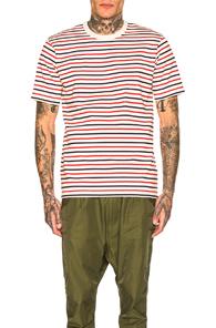 Junya Watanabe Horizontal Stripe Tee In Neutral,red,stripes