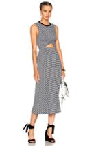 T By Alexander Wang Cotton Jersey Twist Front Muscle Dress In Black,stripes
