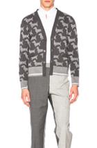 Thom Browne Hector Browne Jacquard Cardigan In Gray,abstract