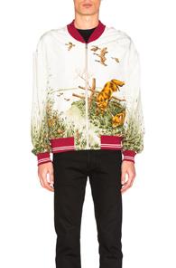 Maison Margiela Silk Bomber In White,animal Print