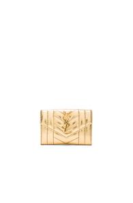 Saint Laurent Small Monogram Quilted Wallet In Metallics