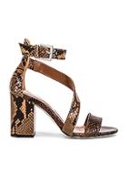 Paris Texas Diagonal Strap Snake 80 Sandal Heel In Brown,neutral,animal