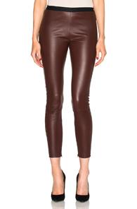 Theperfext Brittany Cropped Leather Pants In Red