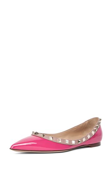 Valentino Rockstud Ballerina Flat In Pink