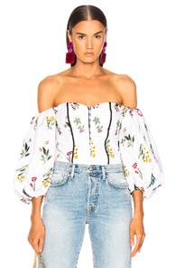 Caroline Constas Belen Blouse In White,floral