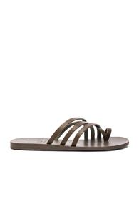 Ancient Greek Sandals Leather Apli Amalia Sandals In Green