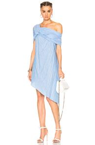 Baja East Cotton Stripe Dress In Blue,stripes