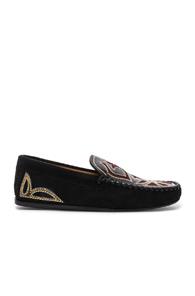 Isabel Marant Etoile Finha Embroidered Velvet Shoes In Black