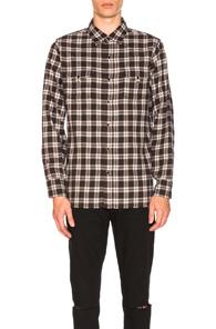 Saint Laurent Plaid Western Shirt With Cut Hem