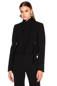 Proenza Schouler Wool Crepe Jacket With Stand Collar In Black