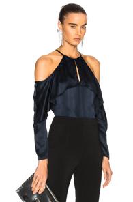 Cushnie Et Ochs Cold Shoulder Keyhole Top In Blue