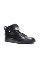 Buscemi 100mm Croc Embossed Leather Sneakers In Black,animal Print
