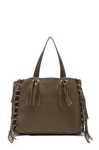 Valentino Rockee Fringe Tote In Green