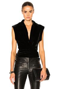 Catherine Fulmer Velvet Wrap Top In Black