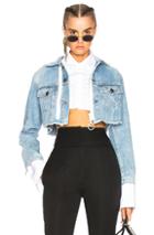 Off-white Cropped Denim Jacket In Blue